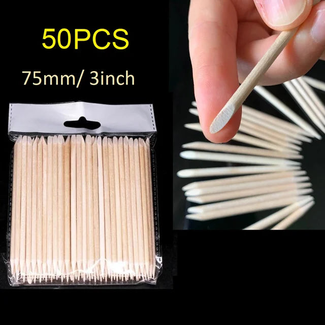50/100Pcs Wood Cuticle Pusher Sticks Boxwood Sticks for Manicure Professional Cuticle Pedicure Remover Nail Art Deco Clean Tool HIP 50pcs