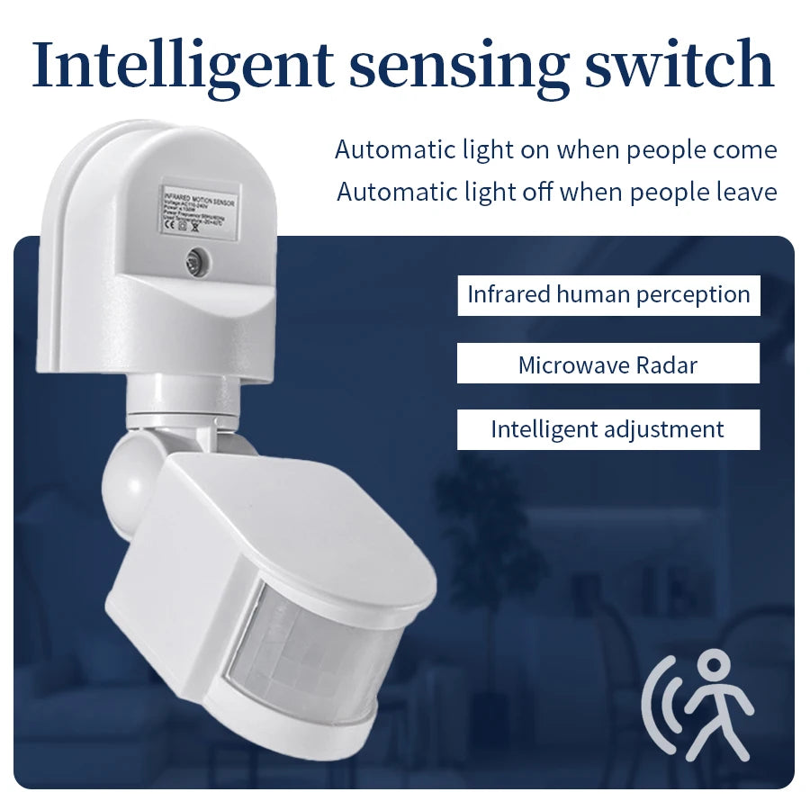 Motion Sensor Light Switch Automatic Infrared PIR Movement Detector Wall Mount Indoor Outdoor Sensor Timer Switch AC220V AC110V HIP