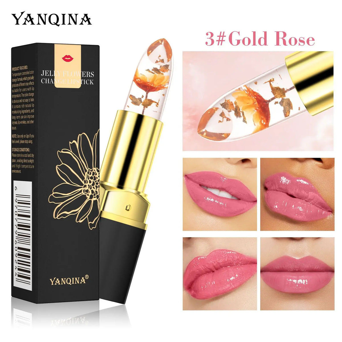 Magic Color-Changing Flower Jelly Lipstick – Moisturizing Jelly Lipstick HIP 03 Gold Rose China Mainland