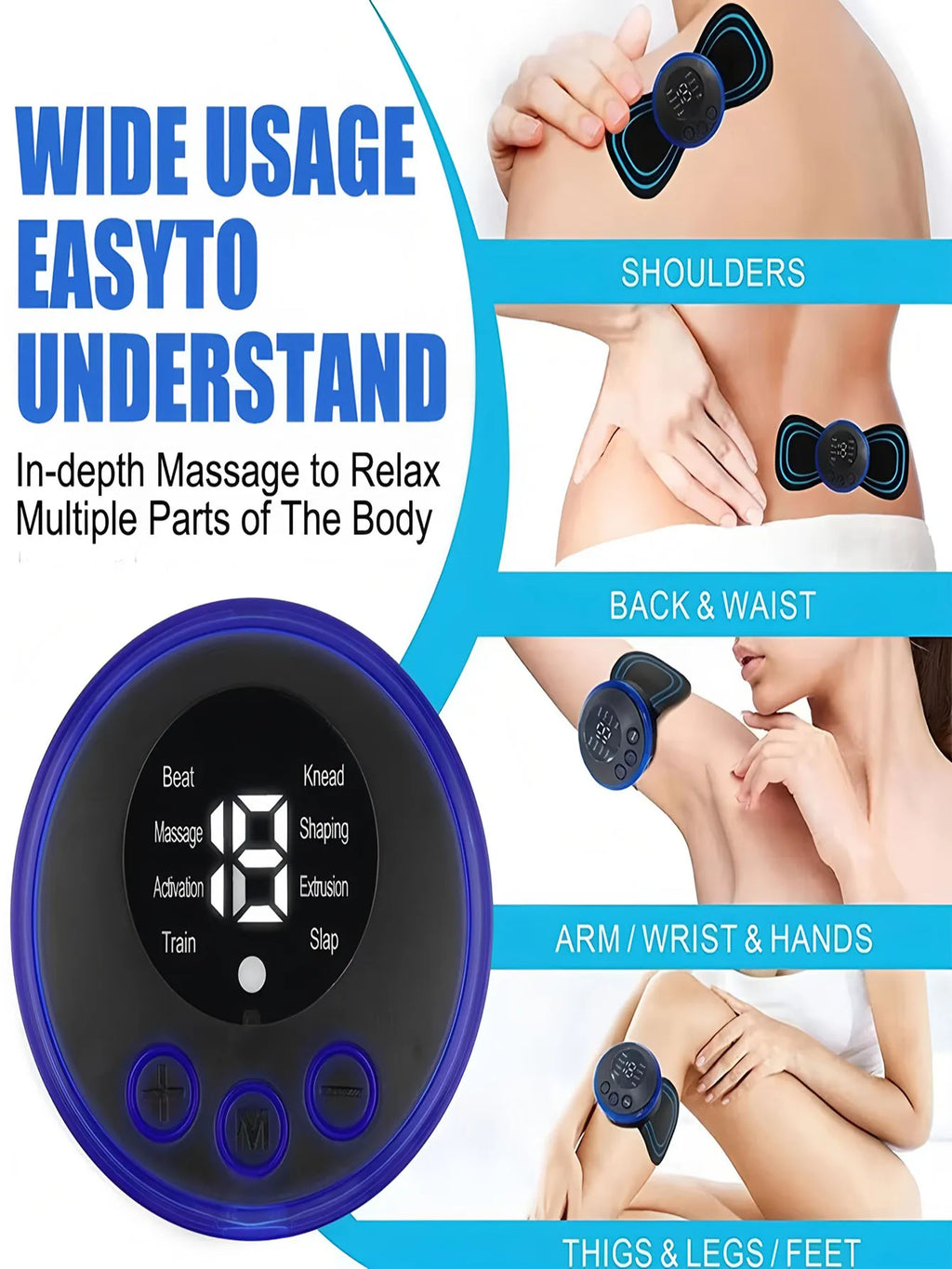 EMS Neck & Back Massager – 8 Modes, LCD Display, Rechargeable EMS Neck Massager HIP