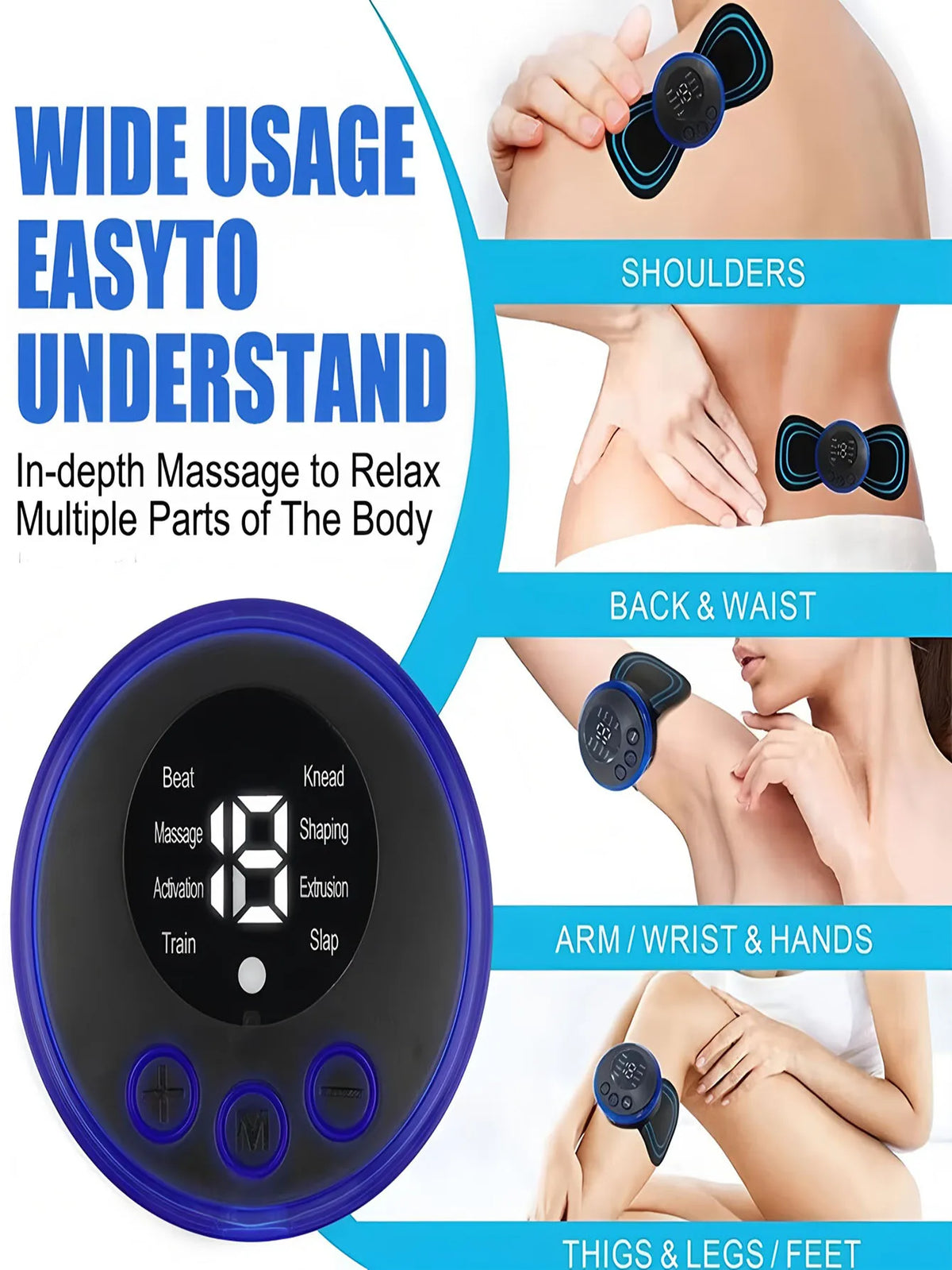 AXH EMS Neck & Back Massager – Portable Rechargeable Gel Pad EMS Neck Massager HIP