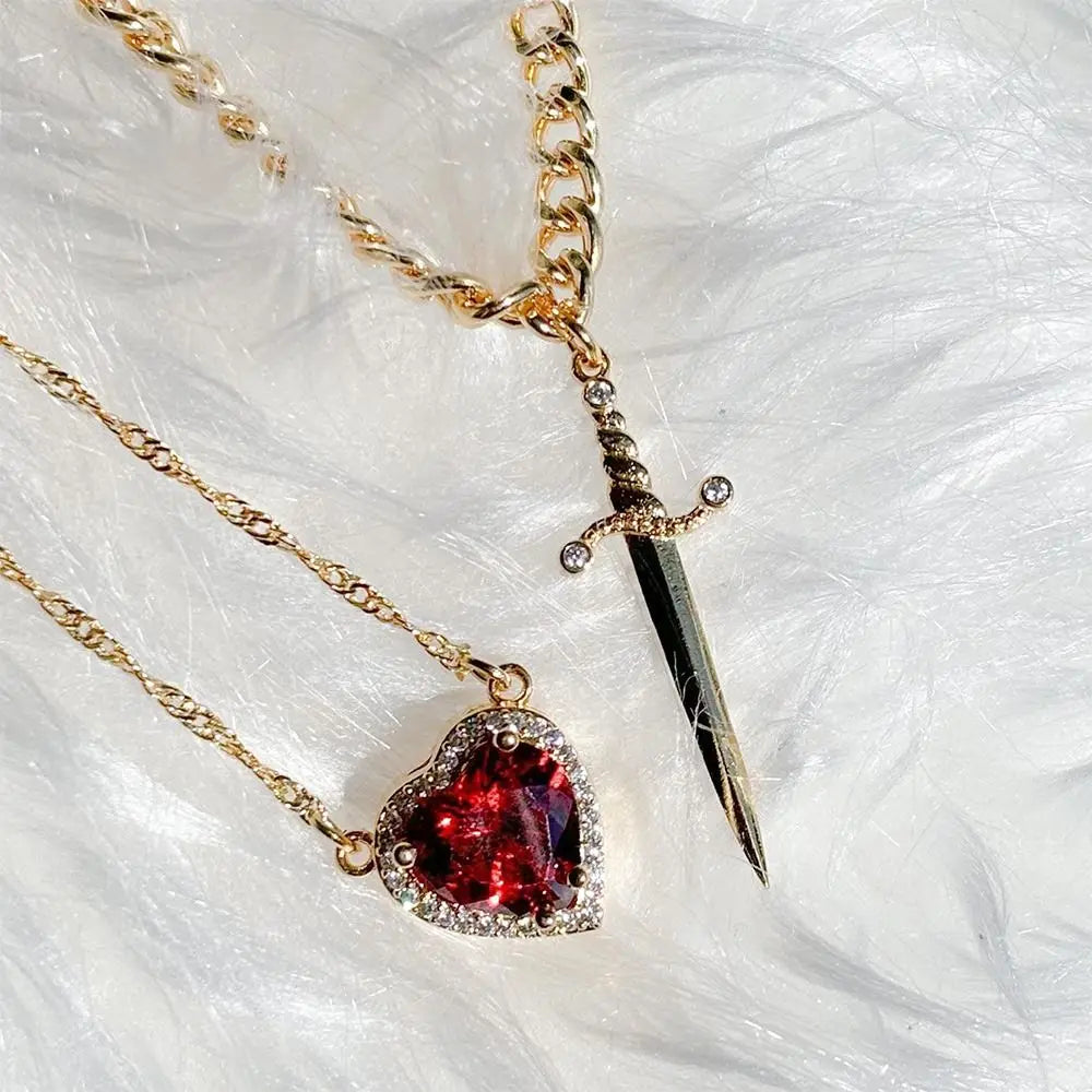 Heart & Sword Pendant Necklace – Silver Plated | HIP Pendant Necklace HIP