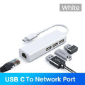 4-in-1 USB 2.0 Hub & 100Mbps RJ45 Ethernet Adapter USB Ethernet Hub HIP TYPE C