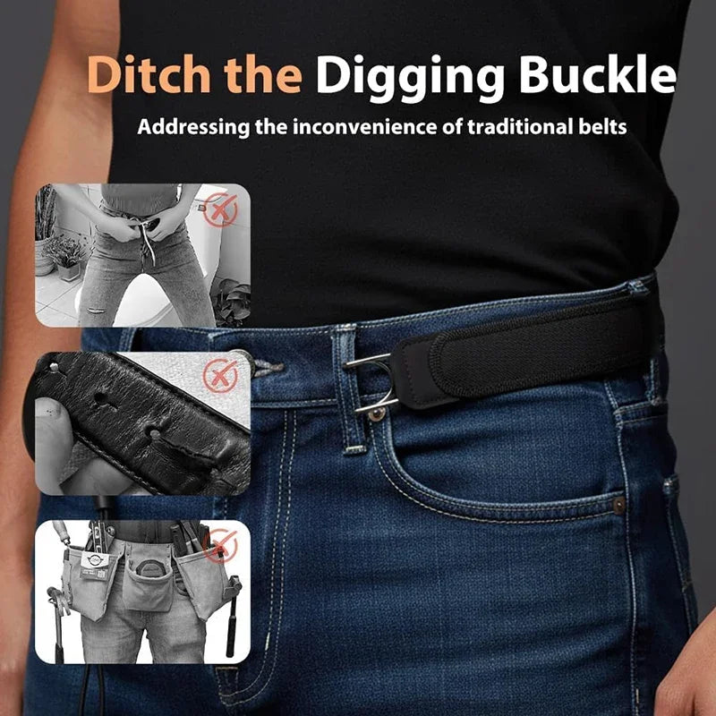 Unisex Buckleless Elastic Belt – Metal Hook Adjustable Waistband Elastic Waist Belt HIP