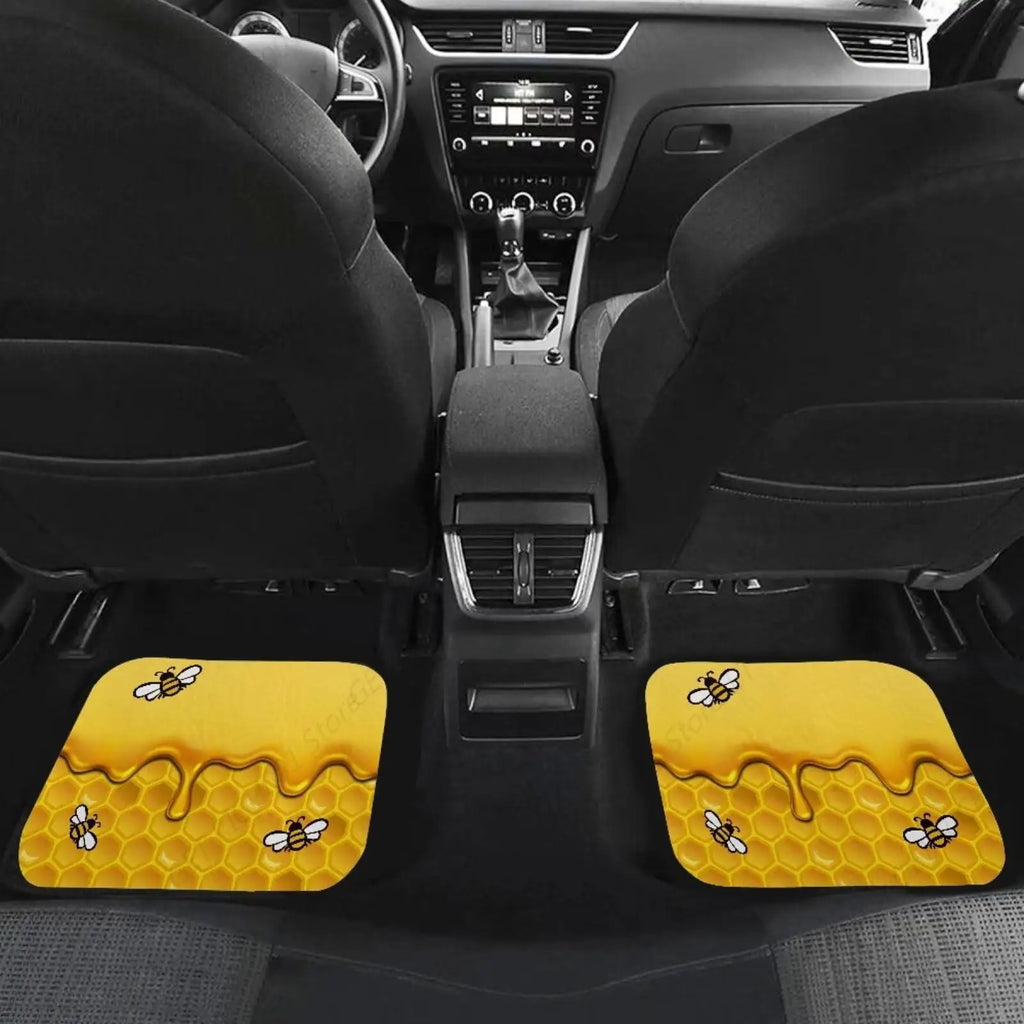Honey Bee Car Floor Mats – Universal Fit Front & Rear Set of 4 Car Floor Mats HIP