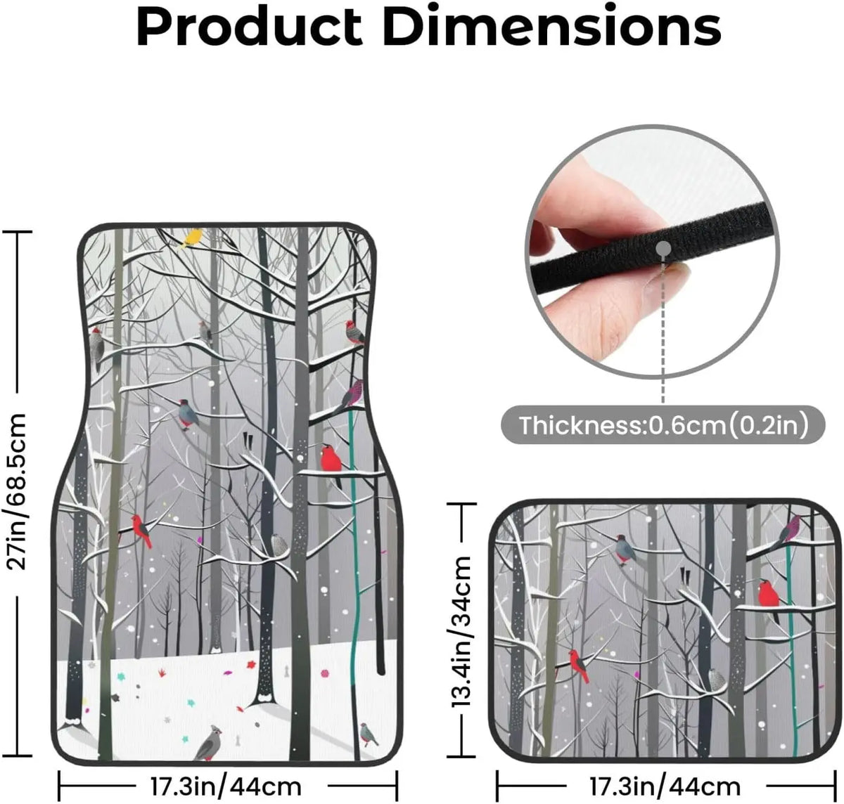 Winter Forest Birds Car Floor Mats – 4-Piece All Weather Set Car Floor Mats HIP