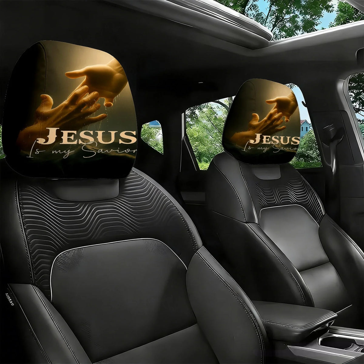 2-Pack Religious Theme Car Headrest Covers – Universal Fit Car Headrest Covers HIP