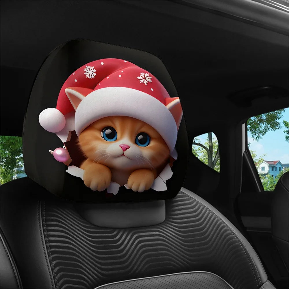 2-Pack Christmas Cat Car Headrest Covers – Festive Décor Car Headrest Covers HIP