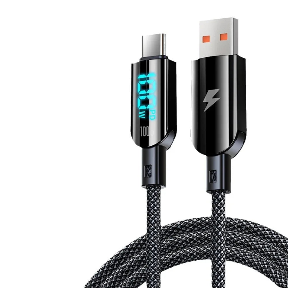 100W USB-C Fast Charge Cable with Digital Display – 1.2M USB-C Charging Cable HIP