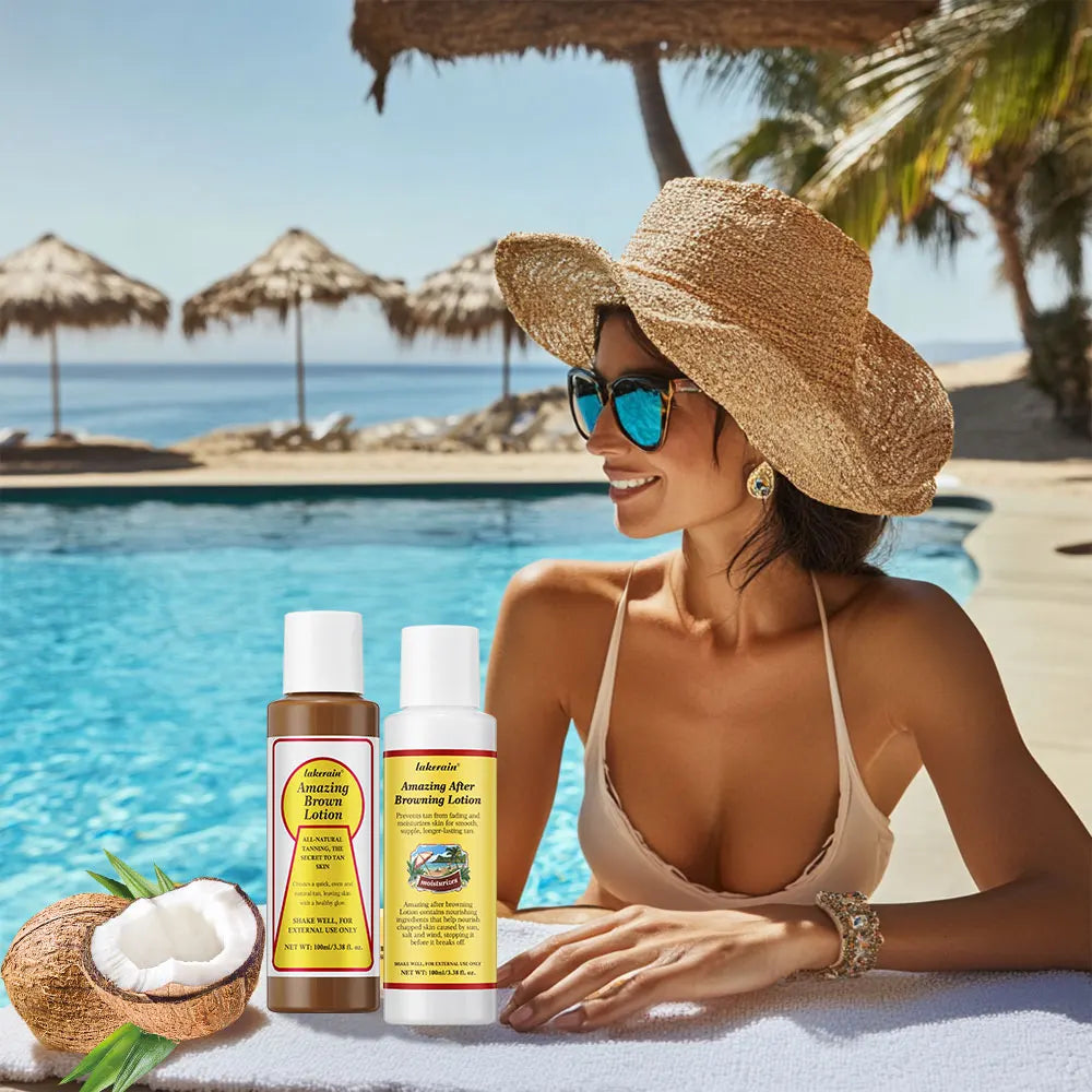 Bronze Before and After Browning Lotion Long-Lasting Brown Lotion Tan Lotion Texture Tanning Booster Waterproof Coconut Makeup HIP