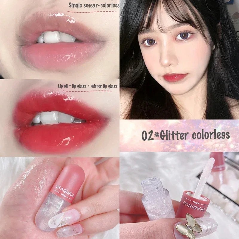 Mini Capsule Instant Volumising Lip Plumper Glitter Shine Lip Balm Long Lasting Moisturizer Lip Oil Temperature Change Lipgloss HIP 02Glitter Colorless