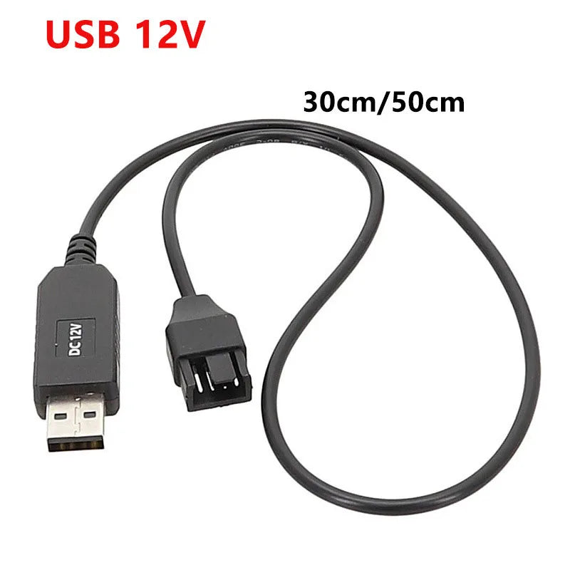 USB to 4-Pin 5V–12V Boost Cable for Computer Cooling Fan Fan Power Boost Cable HIP black 50cm