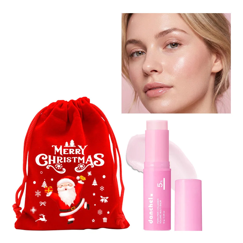PDRN Pink Collagen Multi Volume Balm Stick Anti Aging Firming Anti Wrinkle For Eye Neck Forehead Smile Lines HIP 1 and Christmas Bag