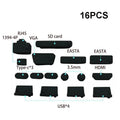 16-Piece Silicone Laptop Dust Plug Set – USB, HDMI, RJ45 & More Laptop Port Covers HIP 16pcs Black