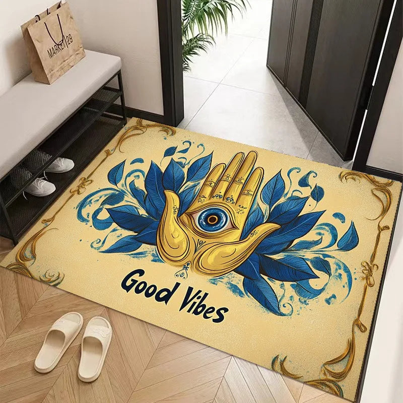 Welcome Stone Print Doormat – 3D Pebble Non-Slip Floor Mat Decorative Doormat HIP 4 50x80cm-Felt