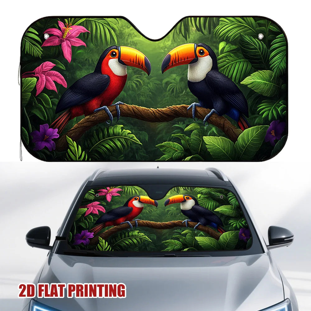 Tropical Toucan Jungle Car Sun Visor – Cool Interior Fast Car Sun Visor HIP 1-S