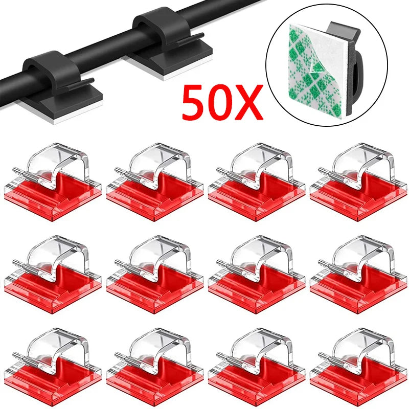 USB Cable Organizer Clips – Desktop Wire & Cord Manager Cable Organizer Clips HIP 20PCS-Transparent