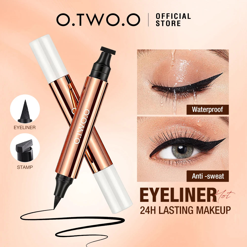 O.TWO.O Black Eyeliner Stamp Liquid Eyeliner Pen Waterproof Fast-dry Long-lasting Smooth Double-ended Eyeliner Stamp Eye Makeup HIP Black Eyelinet Stamp China Mainland
