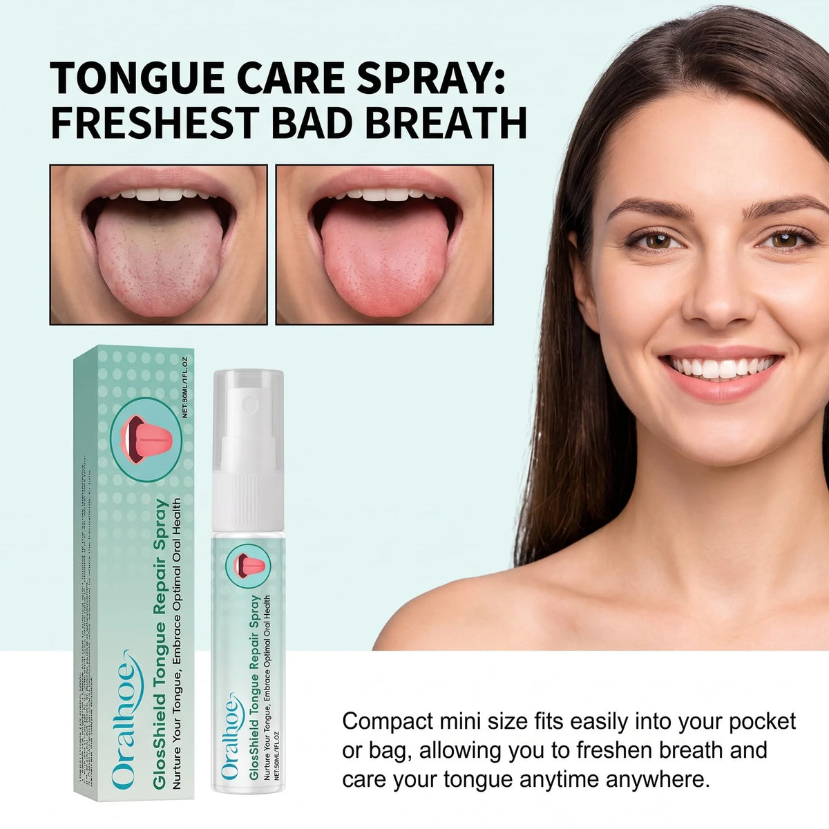Tongue Care Fresh Breath Spray – Green Tea & Vitamin B1 Oral Breath Spray HIP