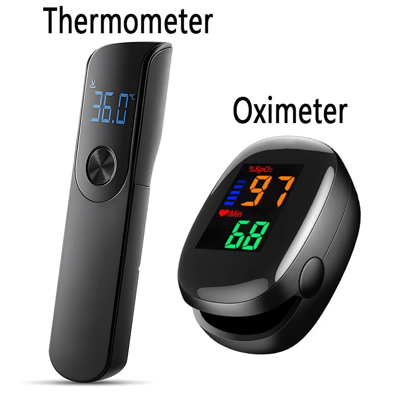 Fireurus IR Ear Thermometer & Pulse Oximeter | Digital Health Monitoring Device HIP Black Set