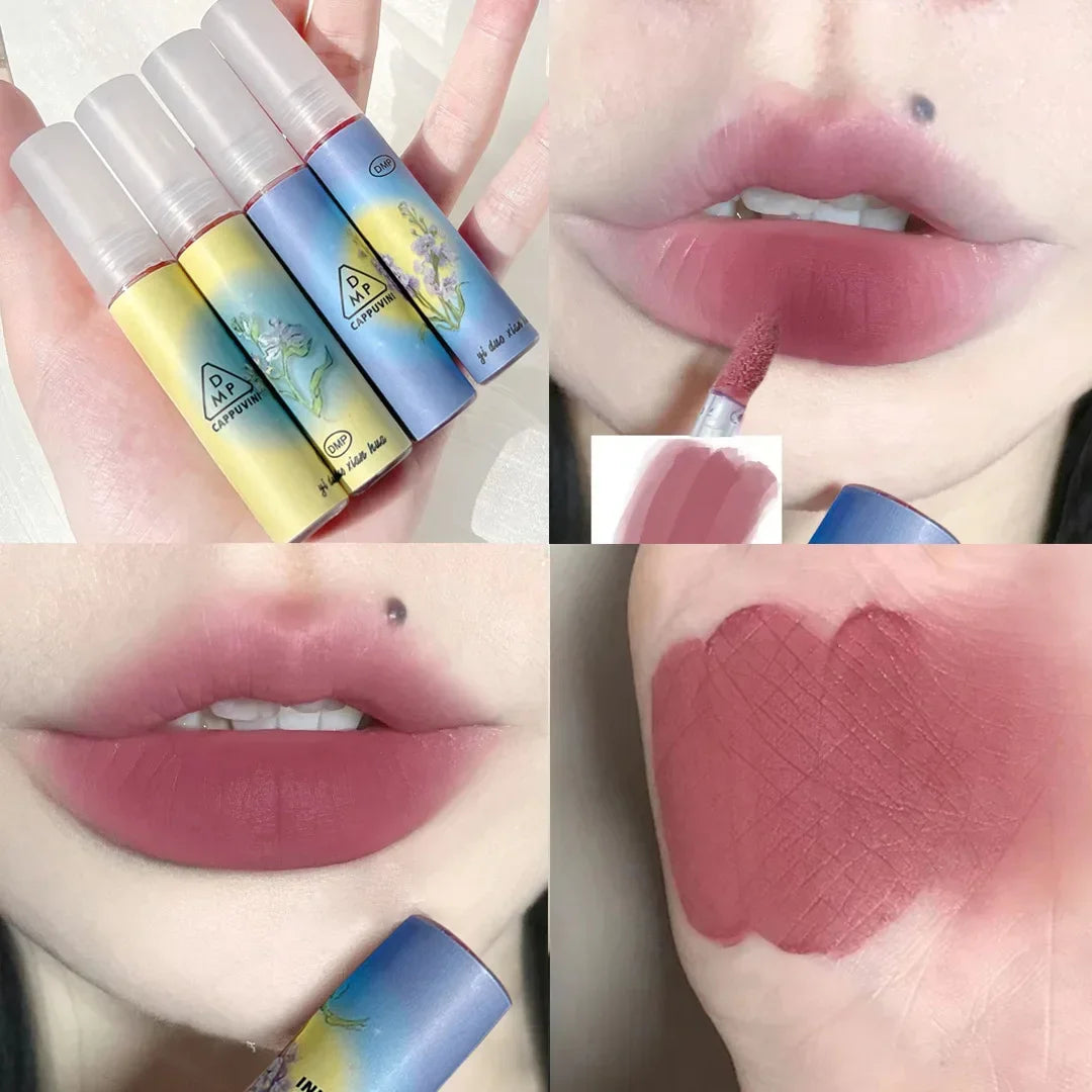 Rose Pink Matte Lip Glaze Velvet Liquid Lipstick Pigment Lasting Water Proof Lip Gloss Cosmetics Sexy Red Lip Tint Makeup Korean HIP 958