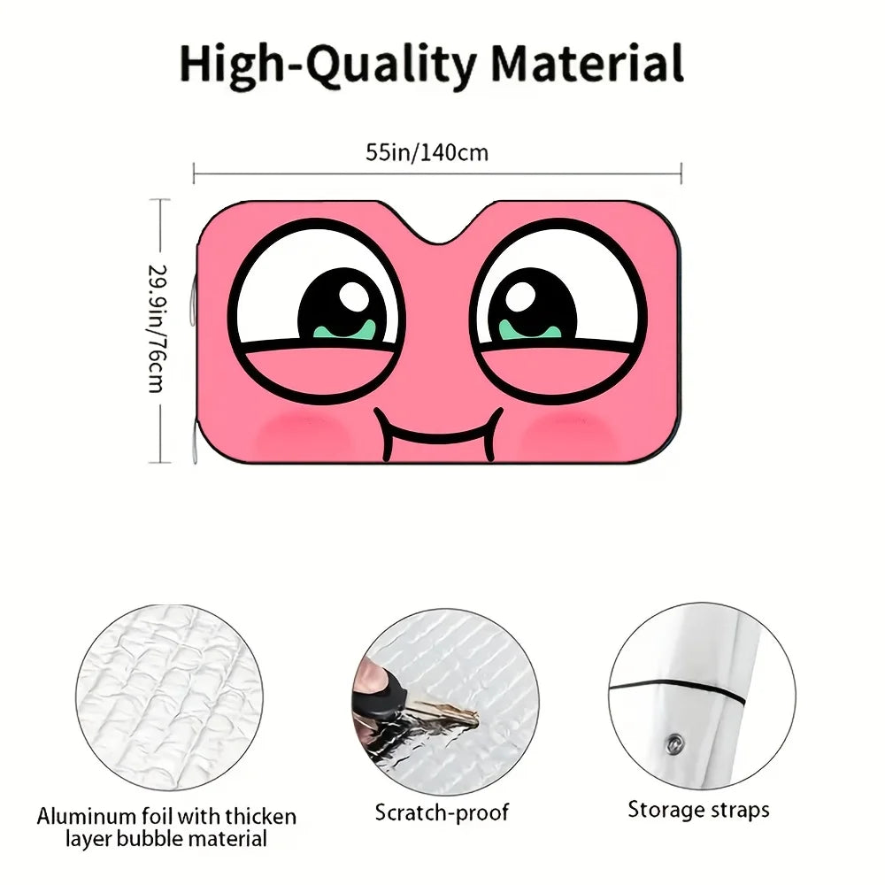 Cartoon Pink Big-Eyes Car Windshield Sunshade | Sun Visor Car Windshield Sunshade HIP