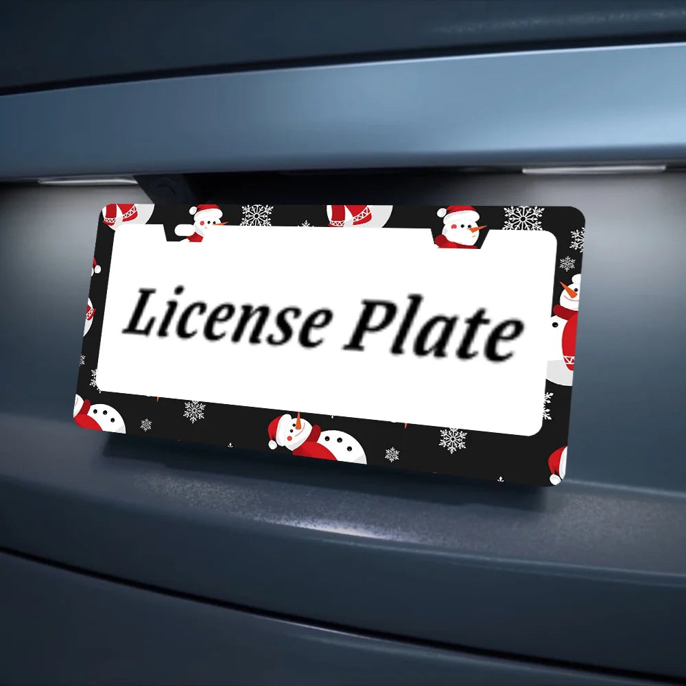 2-Pack Snowman License Plate Frame Set – Aluminum, Universal Fit License Plate Frame HIP