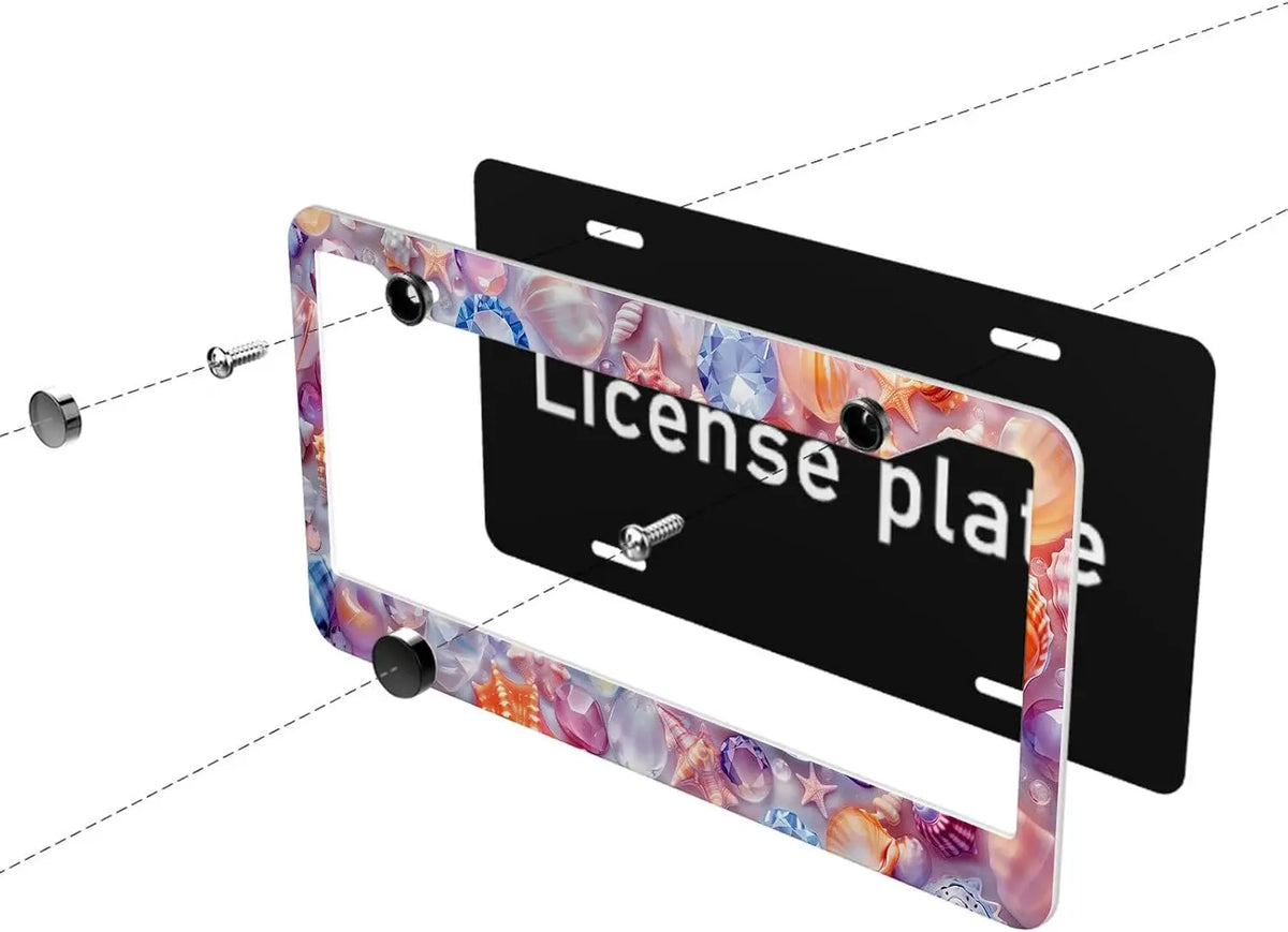 Crystal Shell License Plate Frame – Rust-Proof Ocean Gem License Plate Frame HIP