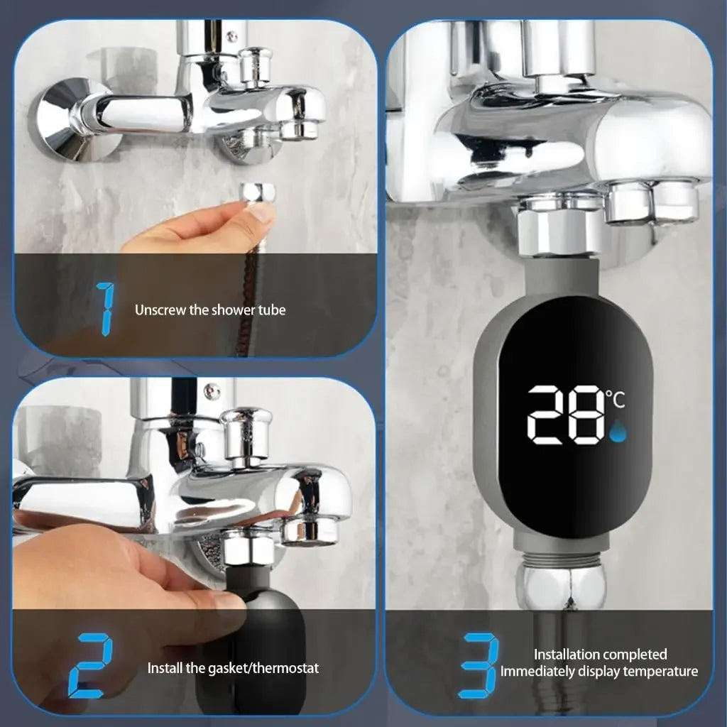 Digital Shower Thermometer LED Display – Water Temp 0–99°C Shower Thermometer HIP