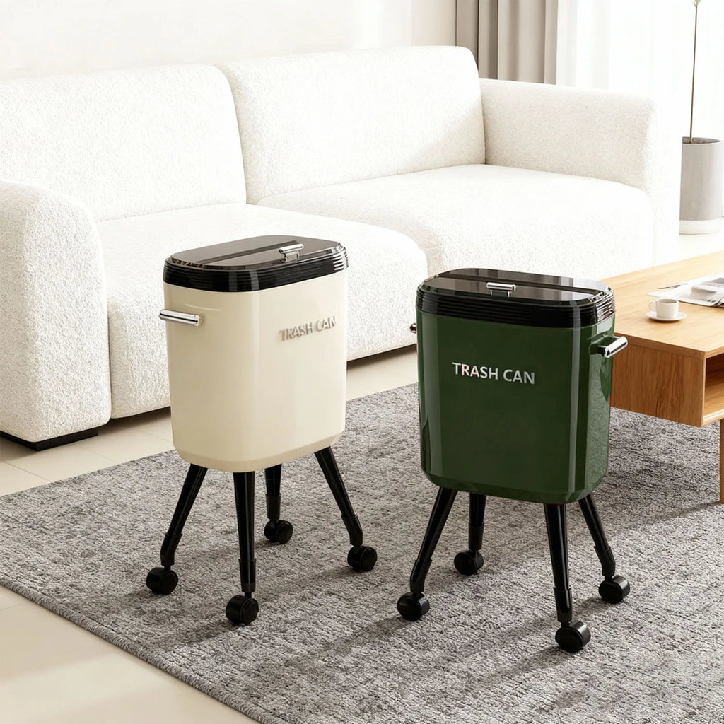 Tall Trash Can with Wheel Legs 15L Large Capacity Narrow Garbage Can for Kitchen Bathroom Living Room Narrow Garbage Can HIP