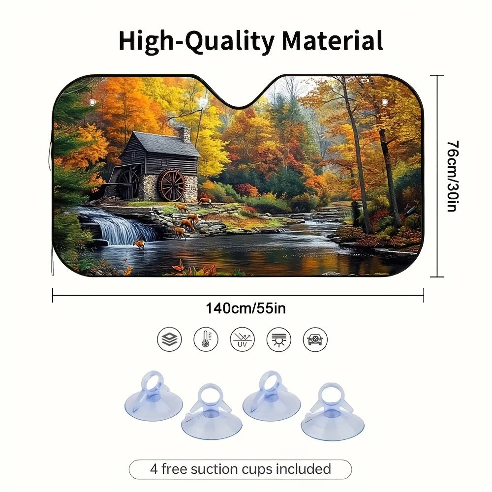 Car Windshield Sun Shade – Mountain Forest Visor Car Windshield Shade HIP