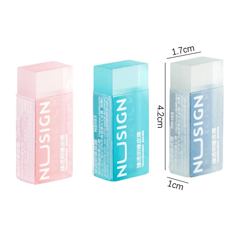 Transparent Soft Rubber Erasers – Colorful Student Stationery Pencil Eraser HIP Random 1Pcs