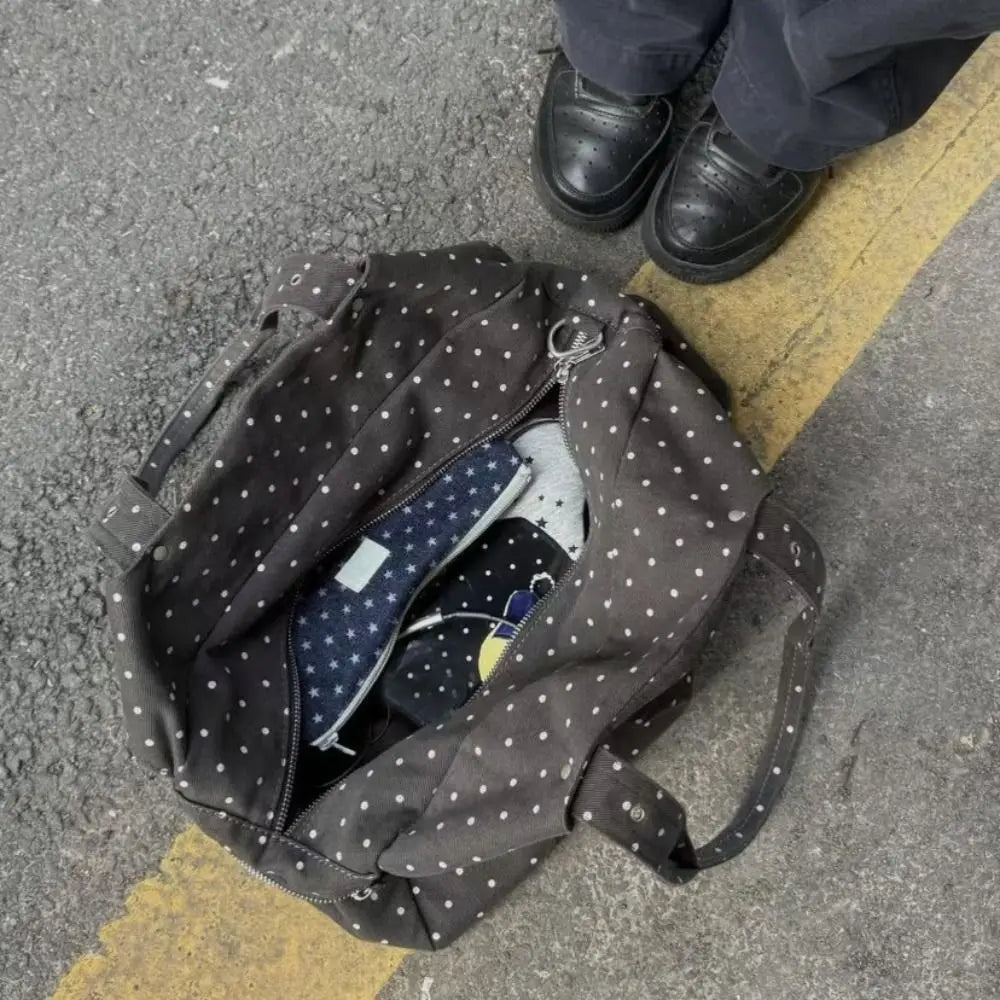 Polka Dot Canvas Tote Bag – Large Women's Shoulder Bag Canvas Tote Bag HIP