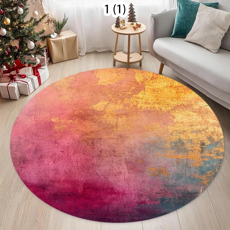 Rainbow Gradient Round Rug – Ombre Non-Slip Boho Floor Mat Round Area Rug HIP