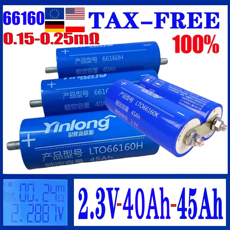 Yinlong 66160 LTO Lithium Titanate Battery 2.3V 40Ah/45Ah LTO Battery Cell HIP