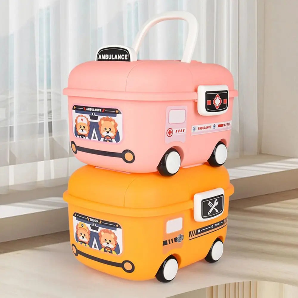 Cartoon Car Storage Box with Handle & Wheels – 3 Sizes Plastic Storage Box HIP