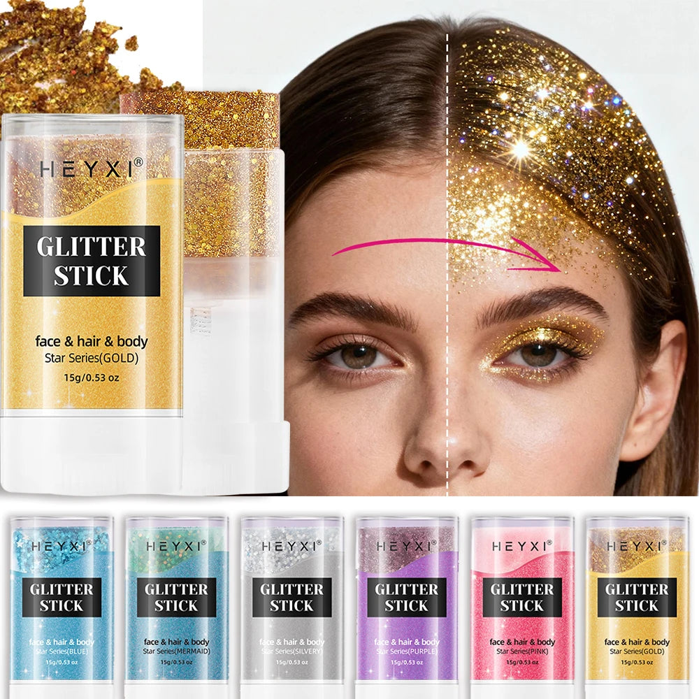 Sparkling Sequins Glitter Gel Stick Mermaid Sequin Body Glitter Gel Cosmetic Hair Glitter Festival Makeup for Christmas Party HIP