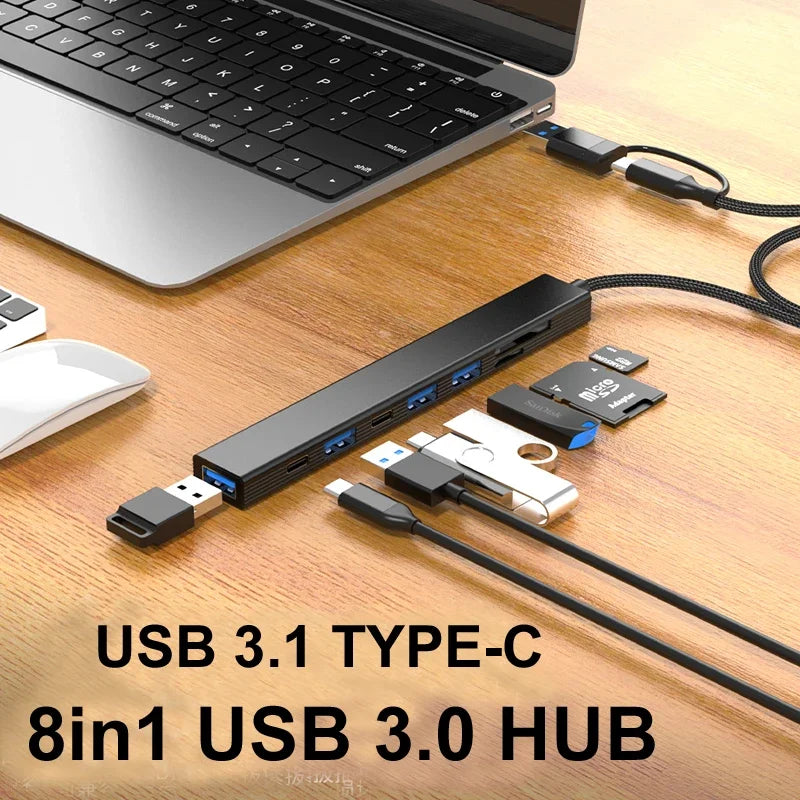 8-Port USB-C Hub with SD Card Reader & Charging Dock USB-C Hub Dock HIP