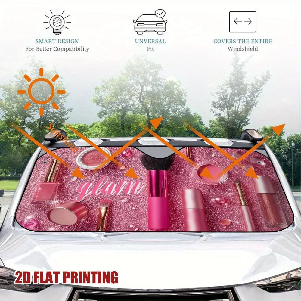 Pink Makeup Windshield Sunshade for Car – 100% Polyester Car Windshield Sunshade HIP