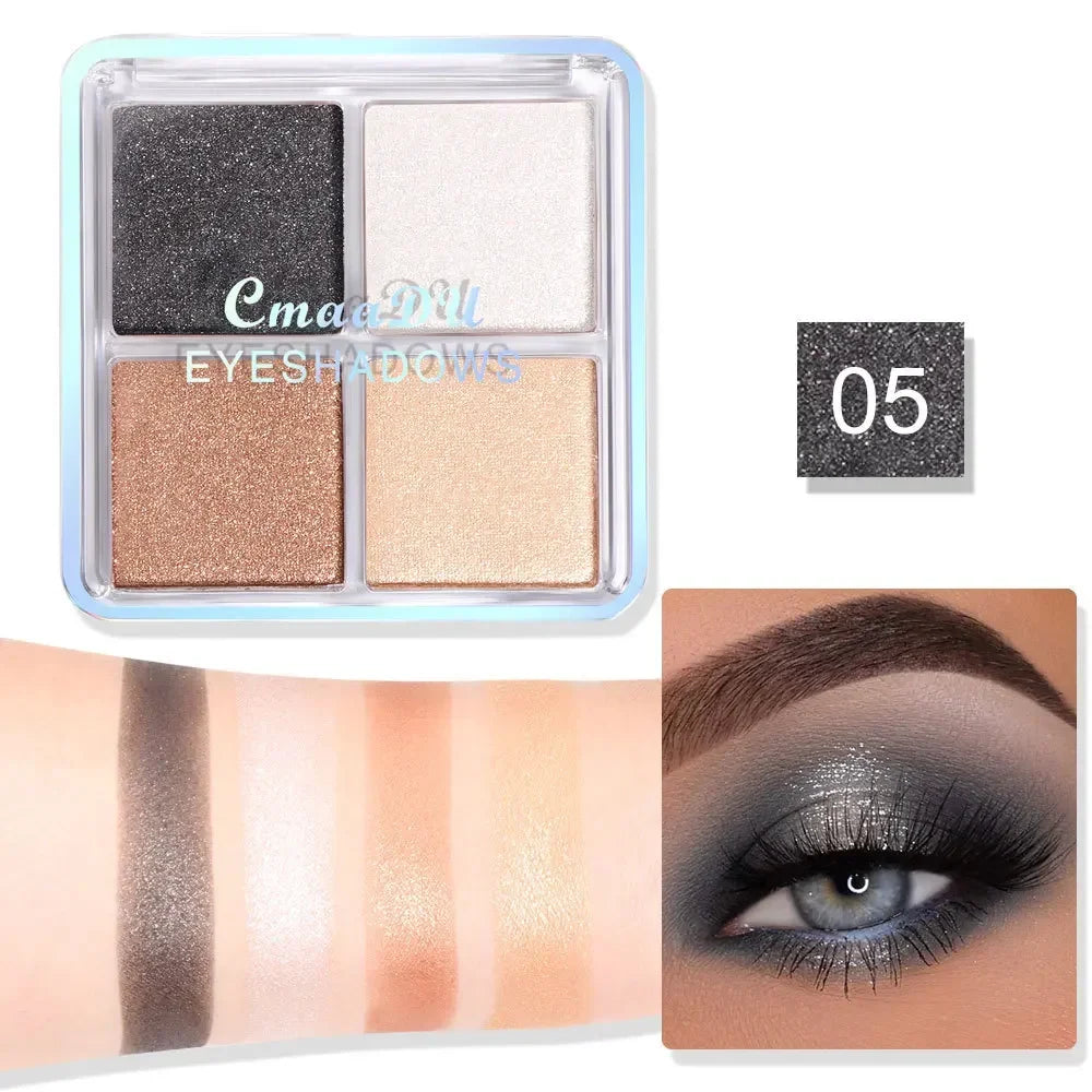 4 Colors Long Lasting Glitter Eyeshadow Palette Matte Shimmer Waterproof Eyeshadow Makeup Palette Smokey Nude Eyeshadow Palette HIP 4 Color 05