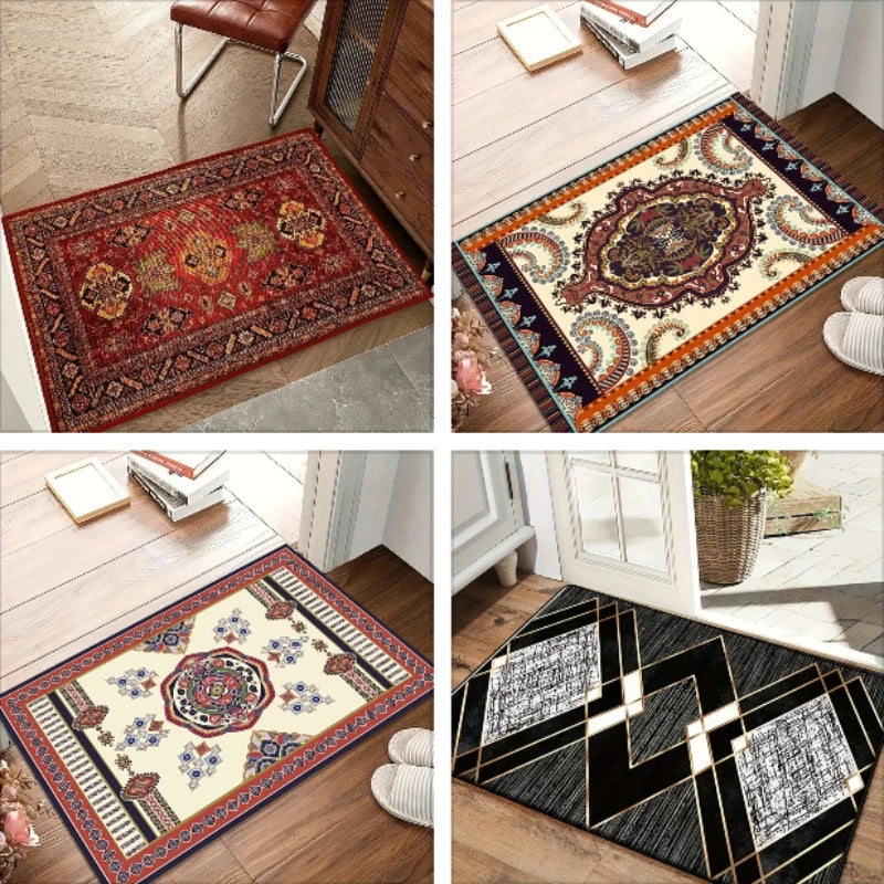 Red Vintage Ethnic Floor Mat – Anti-Slip Kitchen & Entryway Rug Decorative Floor Mat HIP