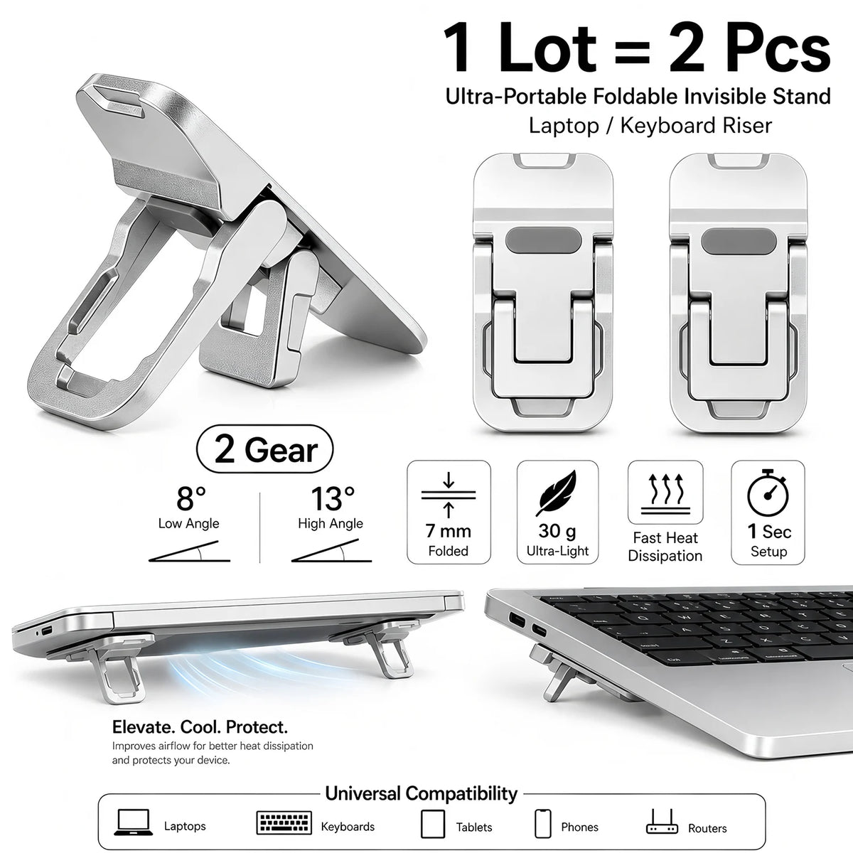 2-Pack Adjustable Phone Ring Stand & Self-Adhesive Grip Holder Phone Ring Stand HIP