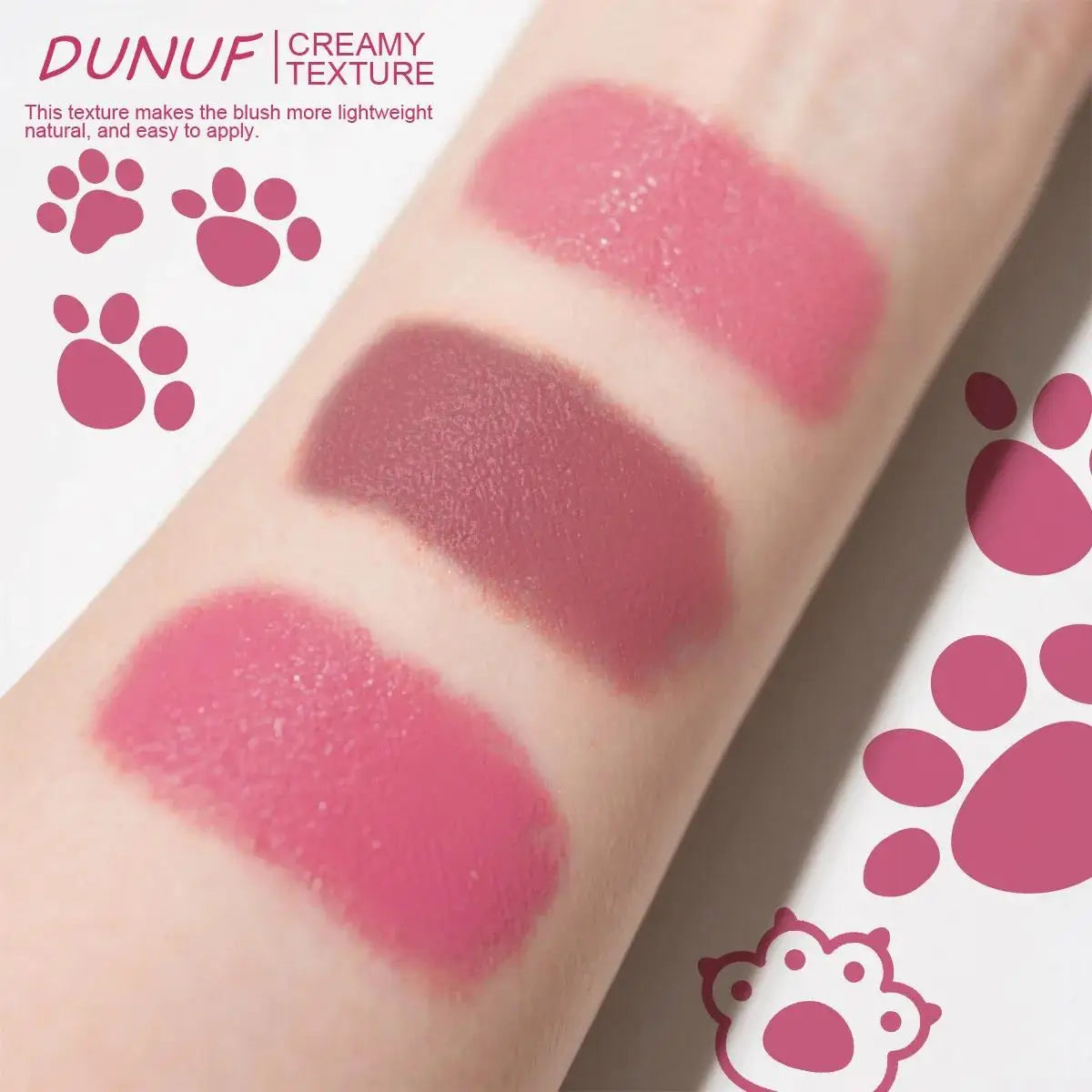 DUNUF Cat Paw Liquid Blush Trio – Buildable & Long-Lasting Liquid Blush Stick HIP