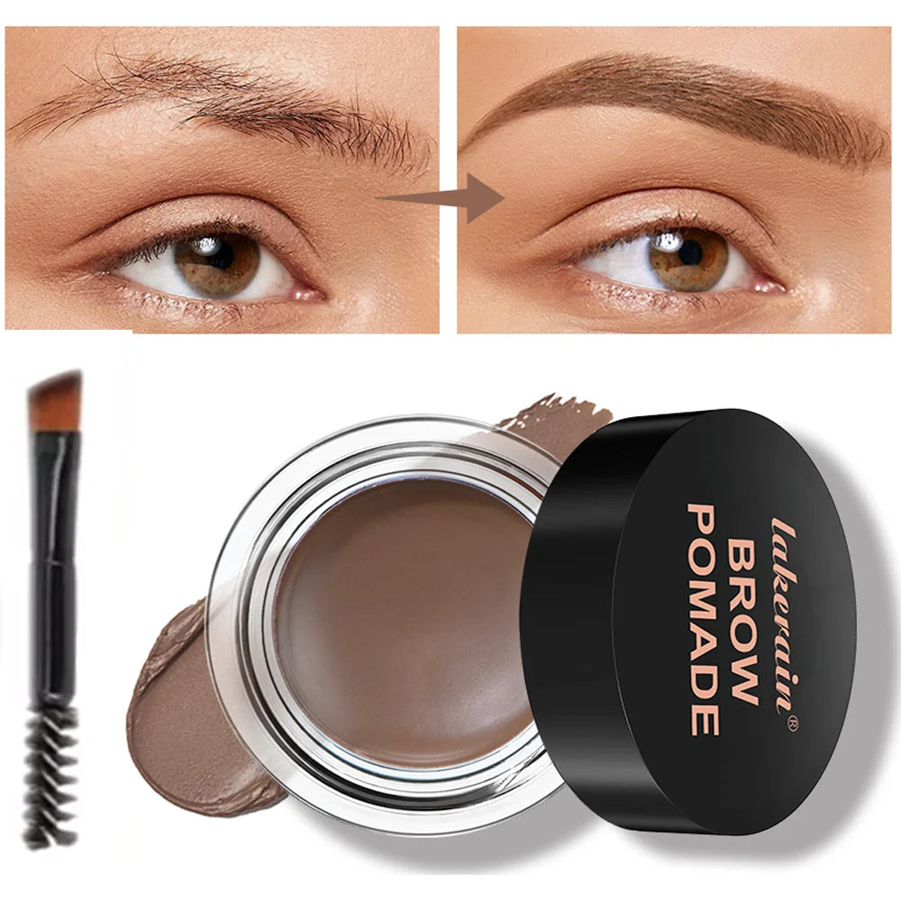 Lakerain Brow Pomade with Dual-Ended Brush Long-Lasting Waterproof Sweatproof Natural Smooth Eyebrow Brow Pencil Makeup HIP