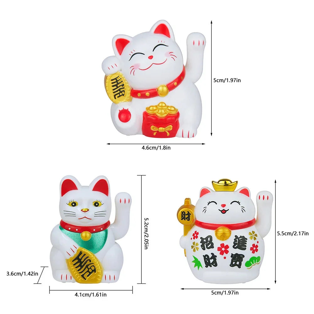 Solar Powered Maneki Neko Lucky Cat Welcoming Chinese Lucky Cat Waving Hand Beckoning Fortune Cat Figurines For Home Decoration HIP