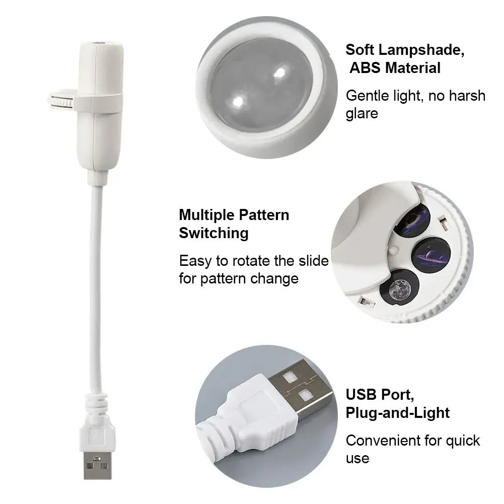 USB Car Atmosphere Lamp Galaxy Star Projector Night Light With 5/10/15 Film Discs For Bedroom Camping Decoration HIP