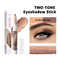 Waterproof Dual Color Eye Shadow Stick Sweat Proof Long Wear Highlighter Pencil Shimmer Cream Formula Bright Matte Finish Makeup HIP 5Rich Mocha