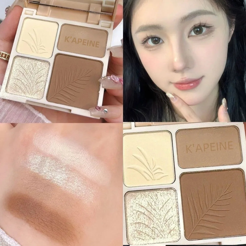 3D Facial Contouring Bronzer Brightening Matte Highlights Palettes 4-colors Eye Shadow Nose Powder Beige Whirlpool Makeup Plate HIP