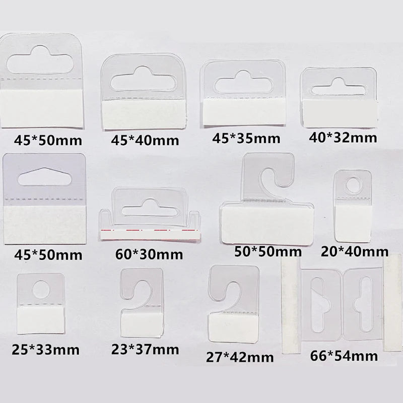 100-Pack PVC Adhesive Hang Tabs – Retail Peg Hook Hangers Retail Display Hangers HIP
