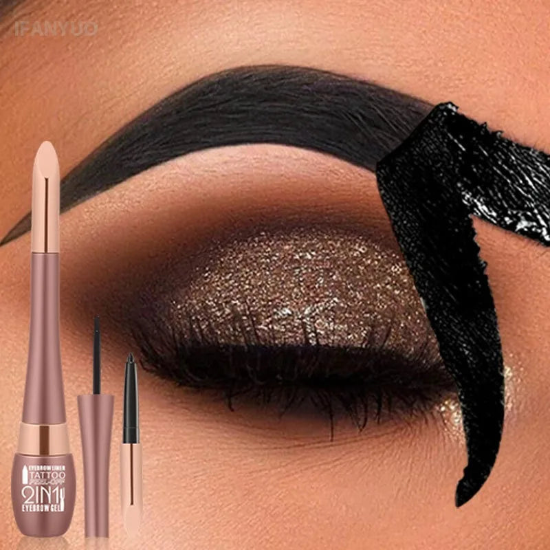 Tattoo Peel Off Brow Gel & Brow Pencil Set Waterproof Smudge-proof Lasting Natural Look Wild Eyebrows Outline Contour Makeup Kit HIP